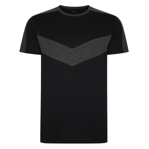 Bigdude Chevron Cut And Sew T-Shirt Schwarz/Kohle