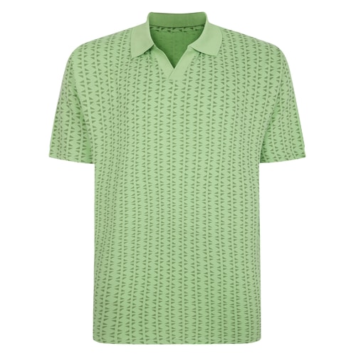 Bigdude – Poloshirt mit geometrischem Print, Limettengrün