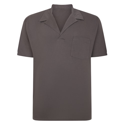 Bigdude – Poloshirt mit entspanntem Kragen in Stein