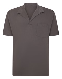 Bigdude – Poloshirt mit entspanntem Kragen in Stein