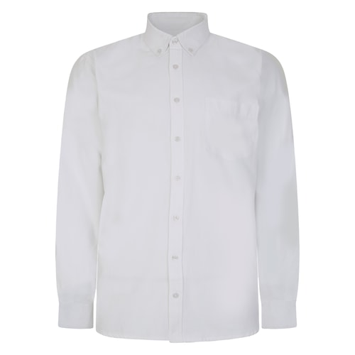 Bigdude Button-Down-Oxford-Langarmhemd Weiß