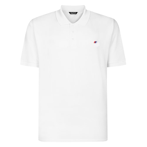 Bigdude Poloshirt mit gesticktem Logo, Weiß