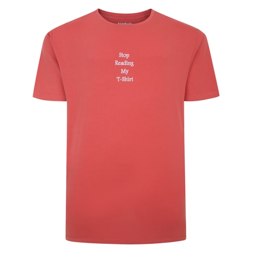 T-Shirt mit Bigdude-Slogan-Stickerei, verwaschenes Rot