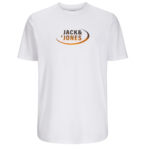 Jack & Jones – Bedrucktes T-Shirt mit Rundhalsausschnitt, Hellweiß