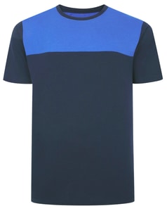 Bigdude Cut & Sew T-Shirt Marineblau/Königsblau Tall Fit 