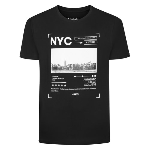 Bigdude NYC Skyline Print T-Shirt Schwarz