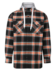 Schwarzer Flanell-Hoodie von Bigdude mit Karomuster