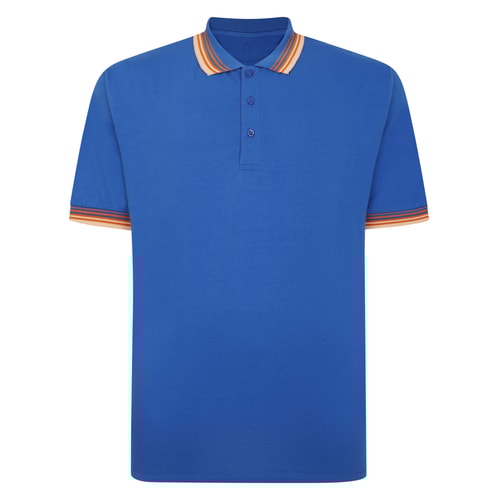 Bigdude Poloshirt mit Ombre-Kragen und Spitze, Königsblau, Größe T