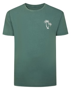 Bigdude T-Shirt mit Brustprint im Washed-Look, Türkis