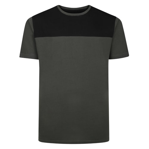 Bigdude Cut & Sew 2-Tone T-Shirt Anthrazit/Schwarz Langgröße