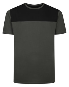 Bigdude Cut & Sew 2-Tone T-Shirt Anthrazit/Schwarz Langgröße