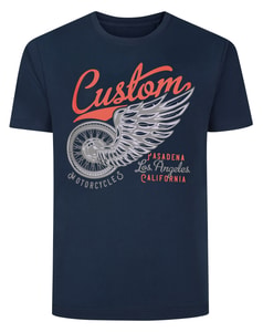 Bigdude Custom Motorcycles Print T-Shirt Navy