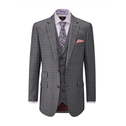 Skopes karierte Anzug-Jacke Warley Grau/Blau