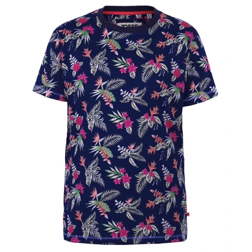 D555 Fraser Hawaii Print T-Shirt Marineblau