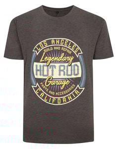 Bigdude – T-Shirt mit Hot-Rod-Print, Anthrazit