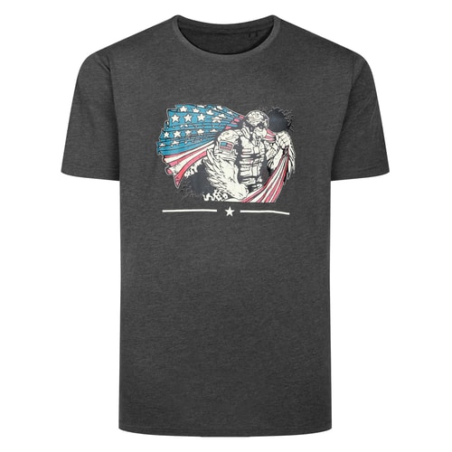 Bigdude USA Print T-Shirt Anthrazit meliert