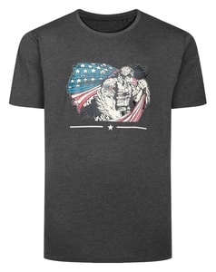 Bigdude USA Print T-Shirt Anthrazit meliert