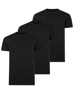 Bigdude – 3er-Pack schlichte T-Shirts in Schwarz, große Größen