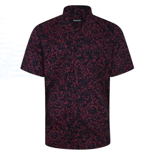 Bigdude Meadow Viskose-Hemd mit entspanntem Kragen, Marineblau