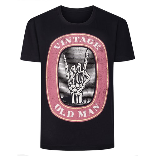 Bigdude Vintage Print T-Shirt Schwarz