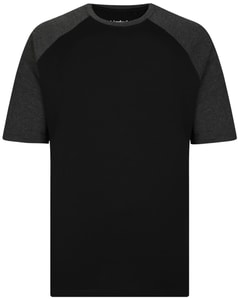 Bigdude T-Shirt mit Raglanärmeln Schwarz/Dunkelgrau Tall Fit 