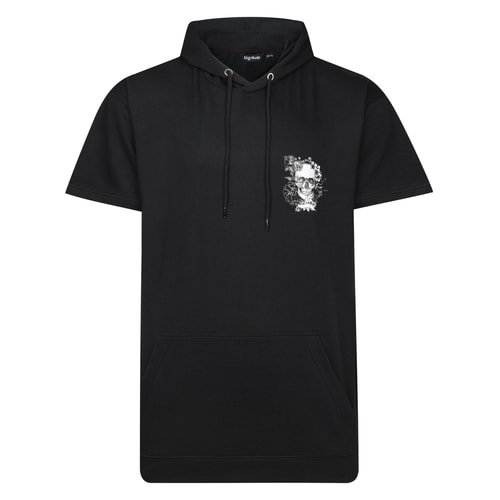 Bigdude Kurzarm-Hoodie mit Rückenprint, Schwarz, Größe L