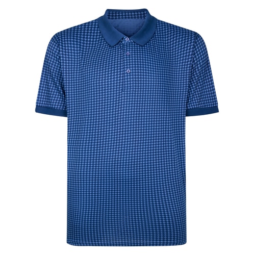 Bigdude Poloshirt mit Hahnentrittmuster, Marineblau