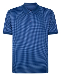 Bigdude Poloshirt mit Hahnentrittmuster, Marineblau