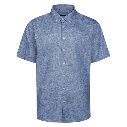Bigdude Leichtes Hemd mit Leinen-Touch und Knopfleiste, Marineblau