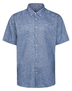 Bigdude Leichtes Hemd mit Leinen-Touch und Knopfleiste, Marineblau