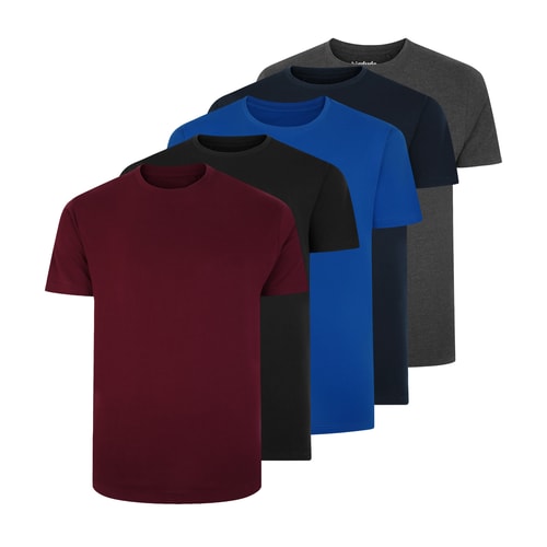 Bigdude – 5er-Pack schlichte T-Shirts, mehrfarbig, groß