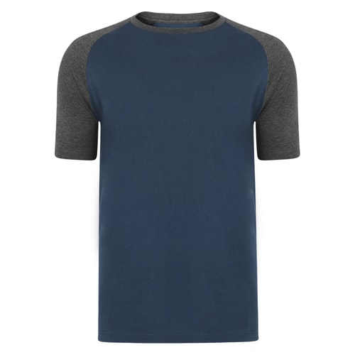 Bigdude Raglan T-Shirt Dunkelblau/Grau Tall Fit 
