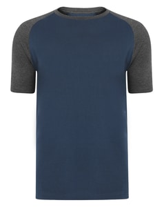 Bigdude Raglan T-Shirt Dunkelblau/Grau Tall Fit 