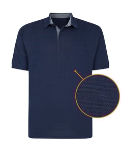 Bigdude – Gestreiftes, strukturiertes Poloshirt, Marineblau, Groß