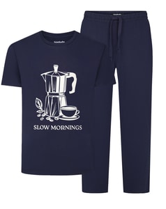 Bigdude Pyjama-Set „Slow Mornings“ Marineblau
