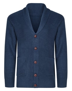 Bigdude Strickjacke mit Schalkragen, Marineblau meliert