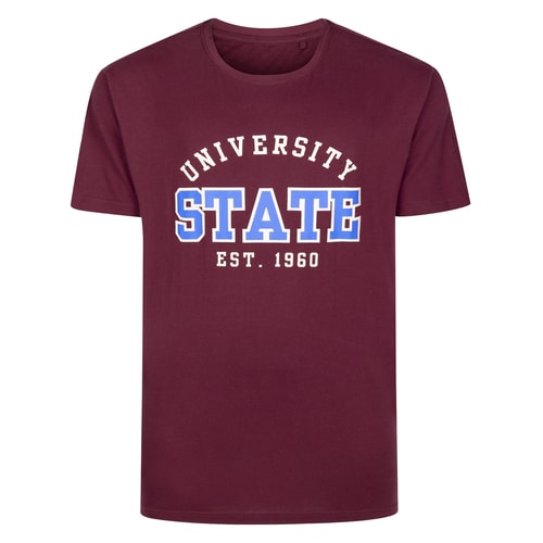Bigdude University State T-Shirt mit Aufdruck, burgunderrot
