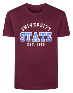 Bigdude University State T-Shirt mit Aufdruck, burgunderrot