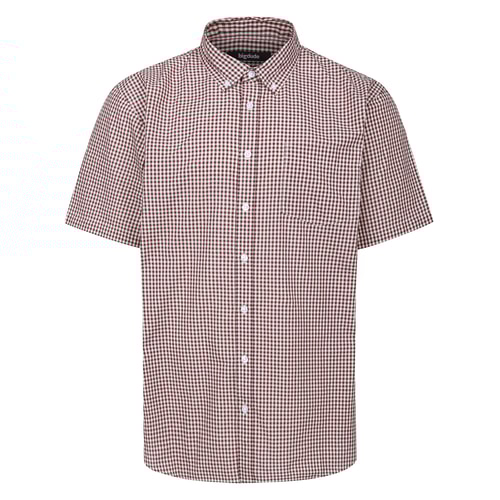 Bigdude Button-Down-Kurzarmhemd mit Vichy-Karo, Dunkelrot