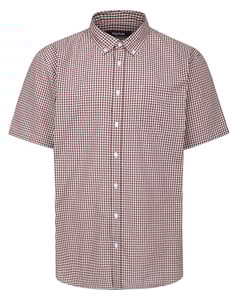 Bigdude Button-Down-Kurzarmhemd mit Vichy-Karo, Dunkelrot