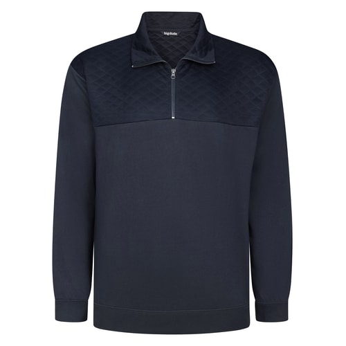 Bigdude Stepp-Sweatshirt mit halbem Reißverschluss, Marineblau