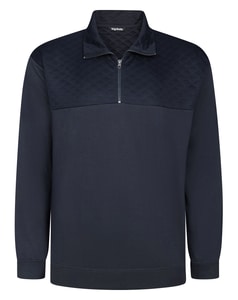 Bigdude Stepp-Sweatshirt mit halbem Reißverschluss, Marineblau