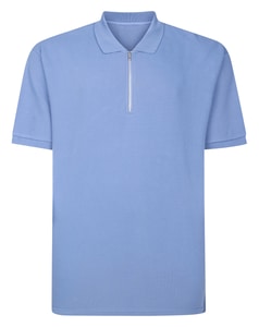 Bigdude Polohemd mit strukturierten Streifen, heller Denim