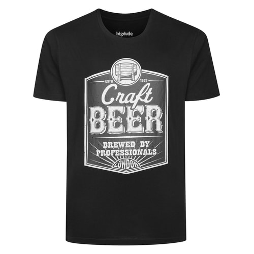 Bigdude Craft Beer Print T-Shirt Schwarz Größe Tall