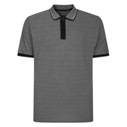 Bigdude Poloshirt aus reiner Baumwolle mit Jacquardmuster, Schwarz