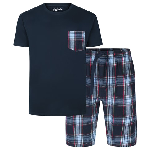 Bigdude Flanell-Pyjama-Set Marineblau