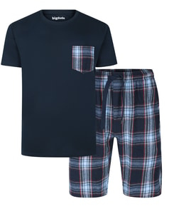 Bigdude Flanell-Pyjama-Set Marineblau