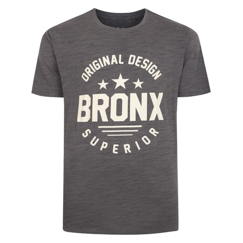 Bigdude Space Dye Bronx Print T-Shirt Anthrazit
