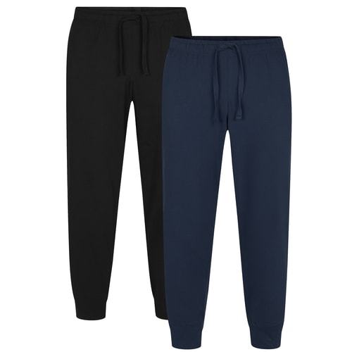 Bigdude Pyjamahosen mit Bündchen, Doppelpack Schwarz/Marineblau