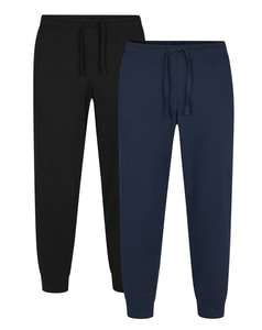 Bigdude Pyjamahosen mit Bündchen, Doppelpack Schwarz/Marineblau